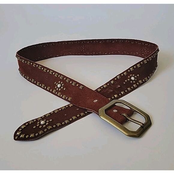 B Low the Belt Studded Rust Suede Hip Belt 34 Adjustable Boho Cowgirl Western - Picture 1 of 16